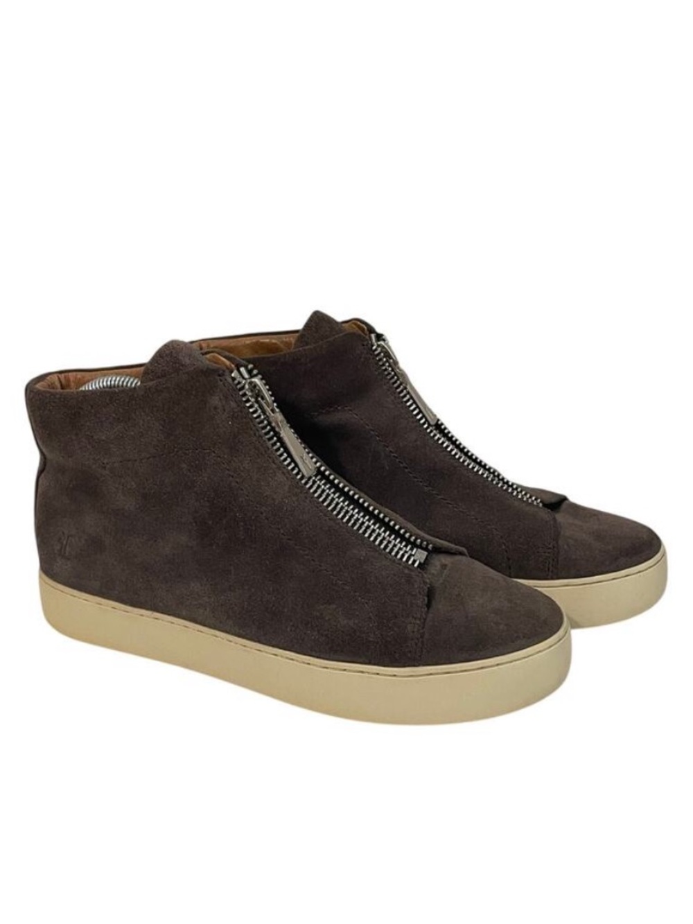 Frye Women's Lena Zip High Top Suede Sneakers Gray Size 8.5